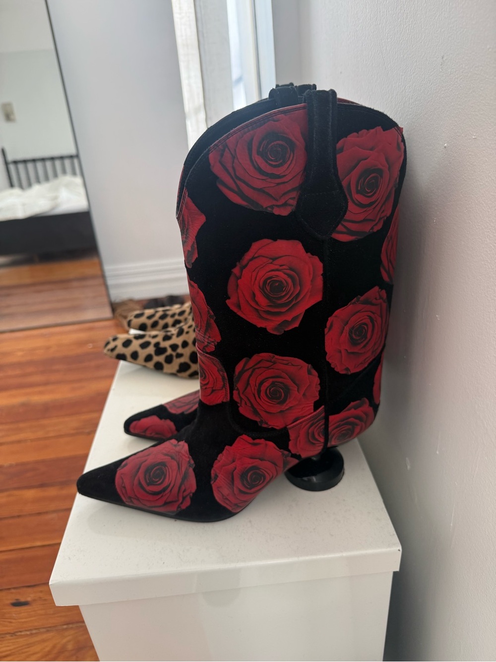 Lucasheva Boots with Red Rose Print